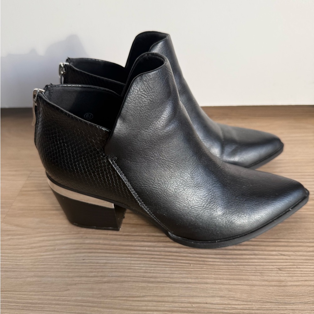 Elegant Black Leather Ankle Booties